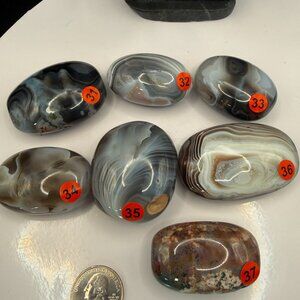 Botswana Agate Palm Stone Natural Banded Crystal Polished Worry Stone Free Form